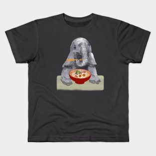 elephant likes ramen, kawaii elephant endangered Kids T-Shirt